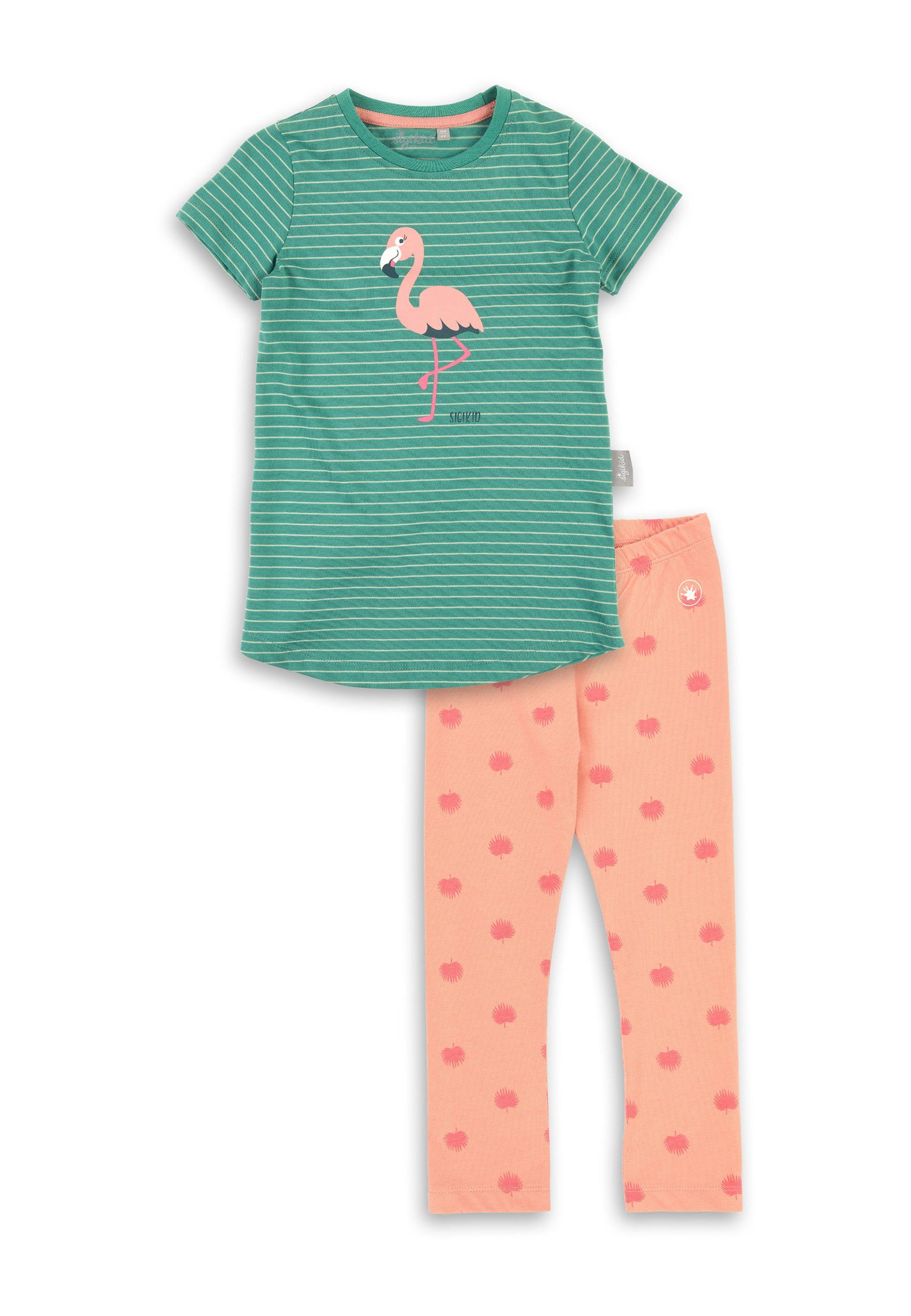 Sigikid Pyjama Kinder Nachtwäsche Pyjama (2 tlg) grün/rosa