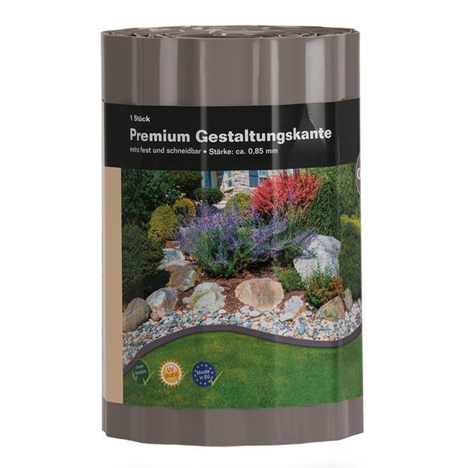 NOOR Beetbegrenzung Gestaltungskante Premium - 20 cm x 6 m Taupe, individuell zuschneidbar - Trennt Beete sauber und sicher