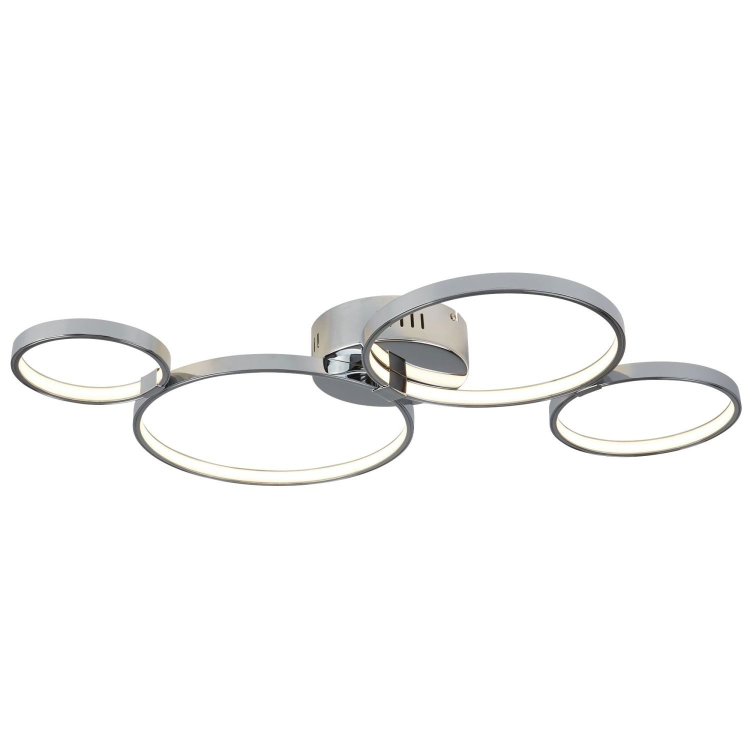 Licht-Erlebnisse Deckenleuchte SOLEXA, LED, Warmweiß, LED dimmbar Chrom 3000 K 2240 lm Metall Modern SOLEXA Wohnzimmer