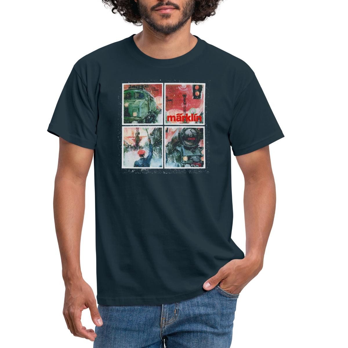 Spreadshirt T-Shirt Märklin Eisenbahnen Kacheln Modelleisenbahn Männer T-Shirt (1-tlg)