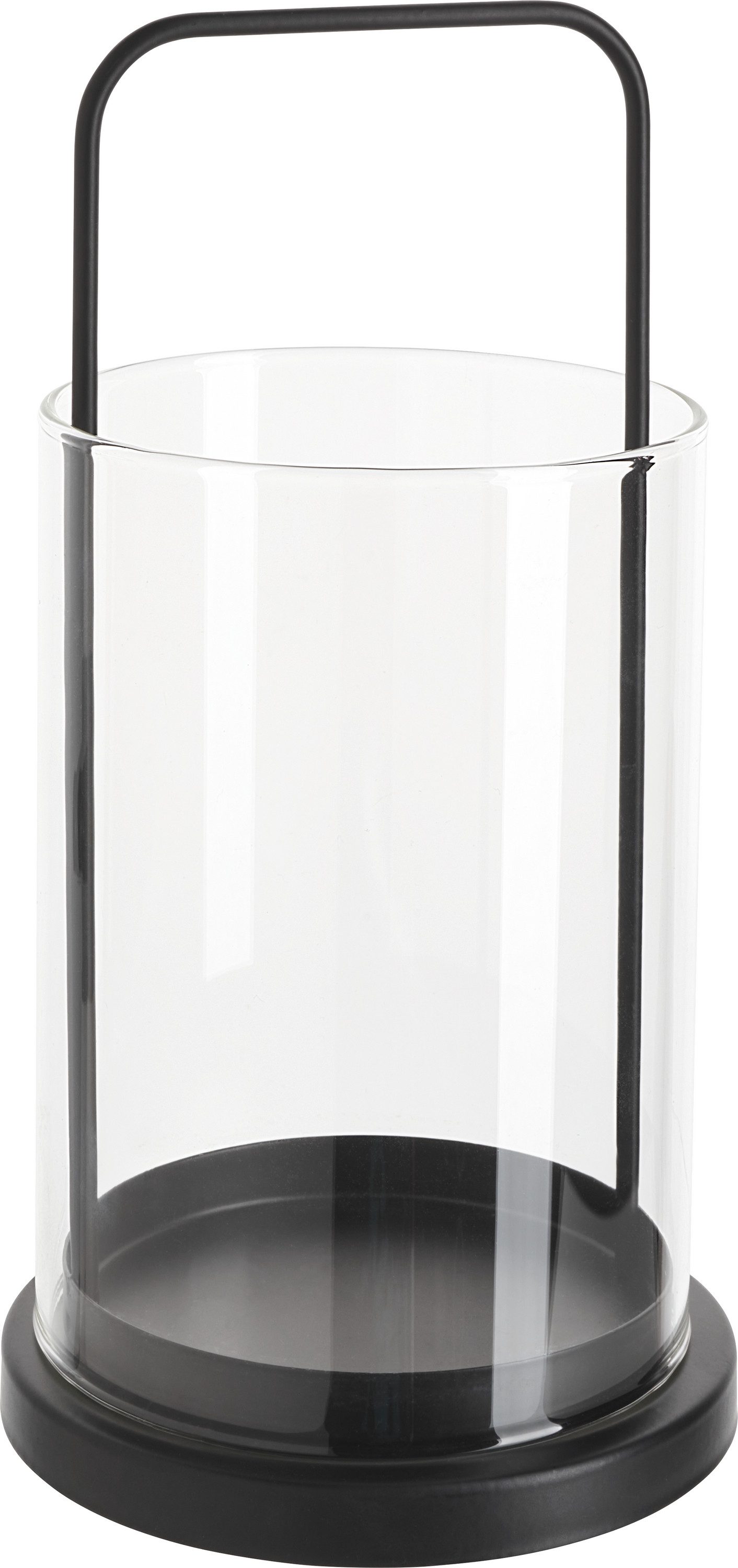 VBS Windlicht Laterne "Noir", Metall / Glas, Ø 14,5 cm, H 14,5 cm