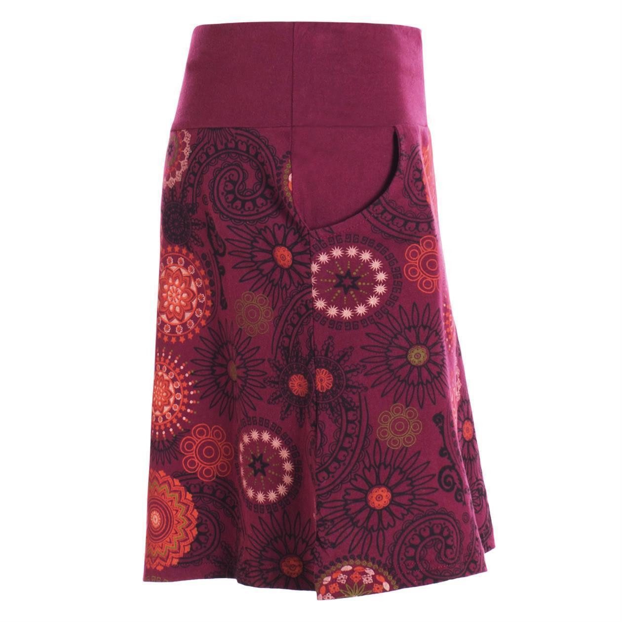 Vishes Minirock Kurzer Damen Baumwoll-Rock Taschen-Rock Mini-Röcke Mandala-Streifen Boho, Hippie, Retro Style