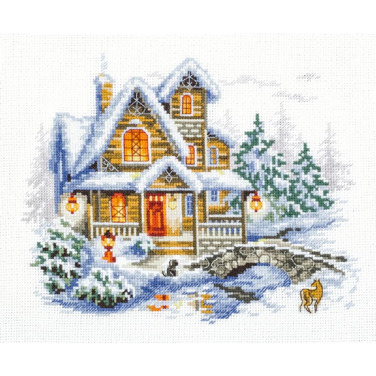 Magic Needle Kreativset Magic Needle Kreuzstich Set "Winterhütte", (embroidery kit by Marussia)