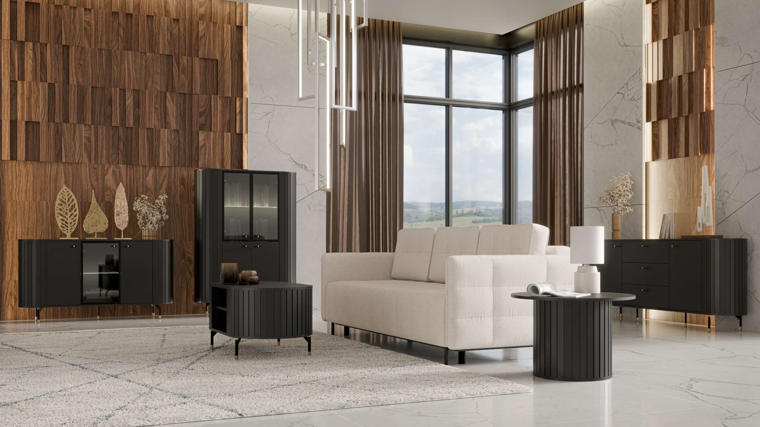 99rooms Wohnwand Sante, (Set (5-St), Wohnmöbel, Wohnzimmer-Set), Modern Design, Soft-Close-Funktion, wahlweise mit LED-Beleuchtung