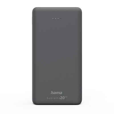 Hama Powerbank 20000mAh, 3 Ausgänge: 1x USB-C, 2x USB-A, mit Ladekabel Powerbank 20000 mAh (3,7 V)