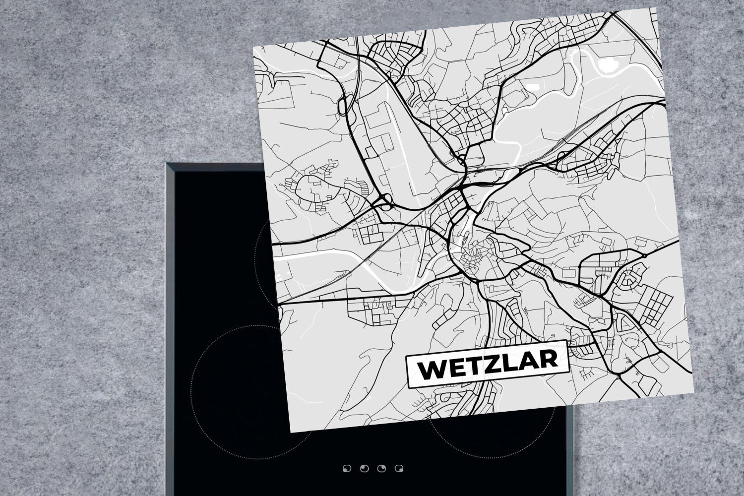 Arbeitsplatte Wetzlar, - 78x78 - küche Herdblende-/Abdeckplatte Ceranfeldabdeckung, Deutschland für tlg), MuchoWow - Vinyl, Karte (1 cm, Stadtplan