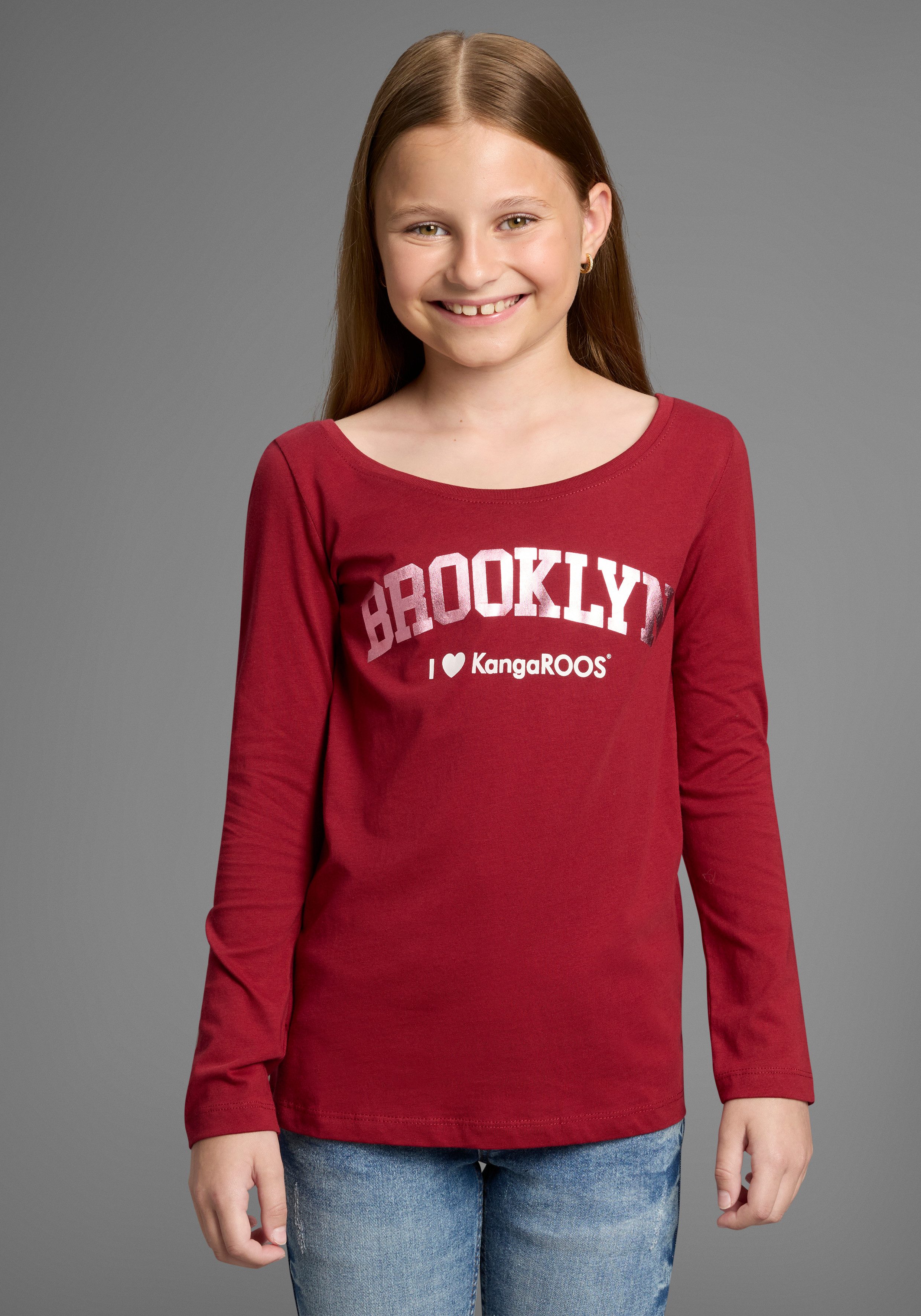 KangaROOS Langarmshirt Shirt mit BROOKLYN Print günstig online kaufen