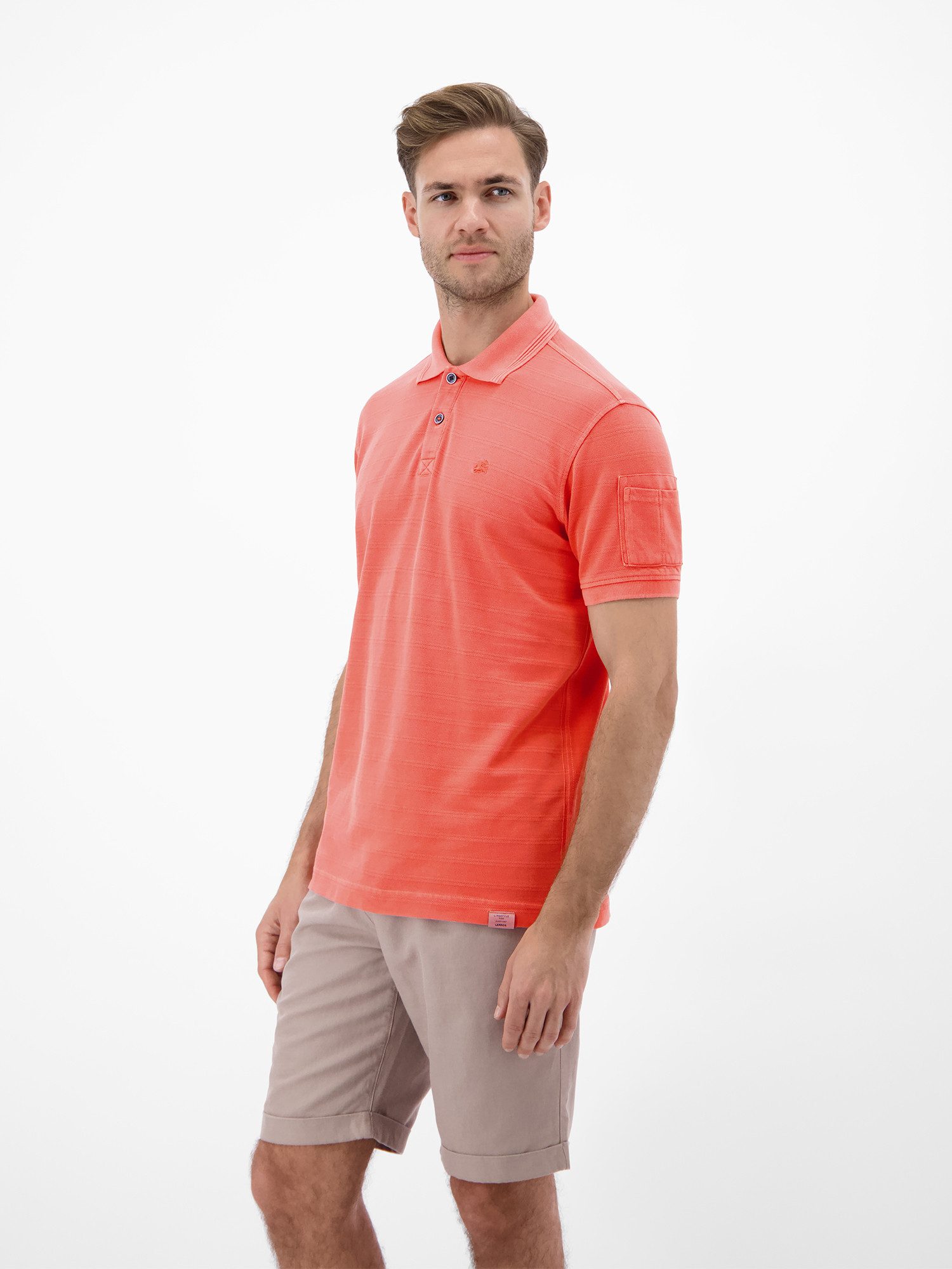 LERROS Poloshirt Poloshirt, unifarben aus gestreiftem Piqué-Gewebe