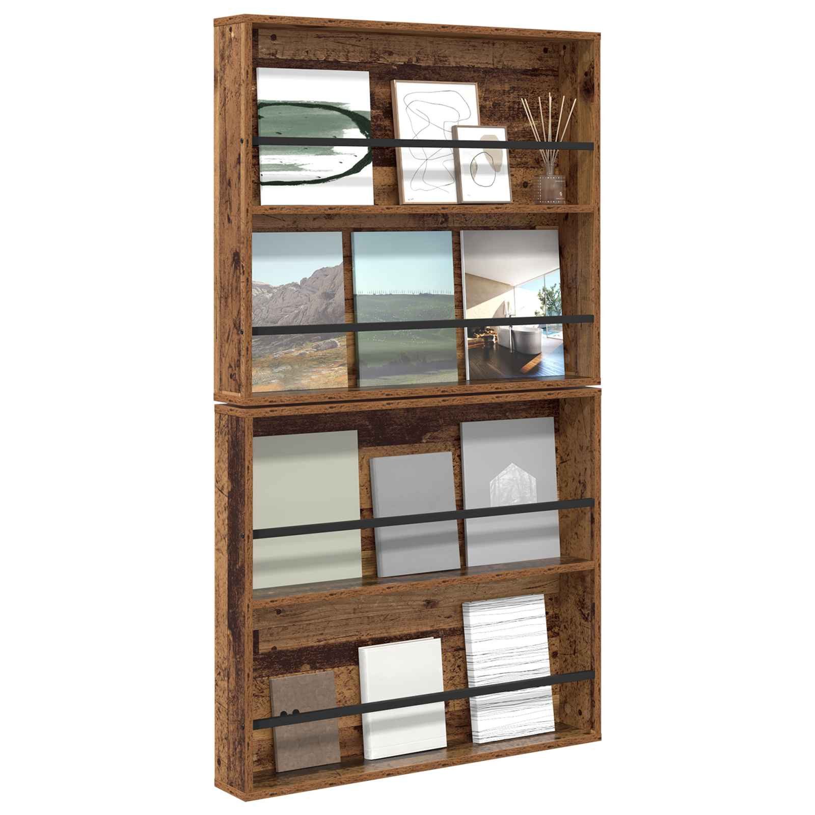 vidaXL Zeitungsständer Magazinregal 2 stk. Altholz 80 x 12 x 70 cm Holzwerkstoff (2 St)