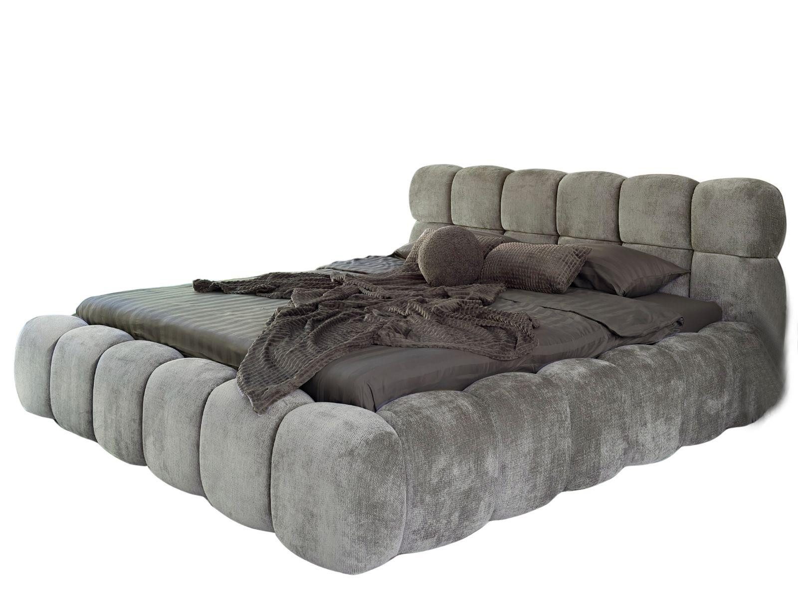 Compleo Polsterbett Cloud Bett, Bett mit gepolstertem Kopfteil ELVA (Chenille-Stoff), Schlafzimmer Bett modern, Doppelbett gepolstert, Wolkenbett