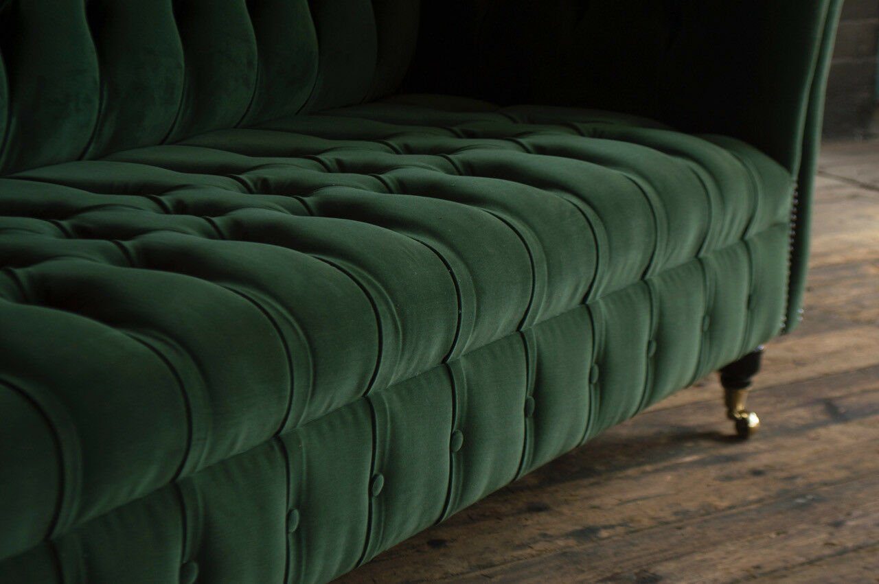Design mit Die 225 Couch Chesterfield-Sofa, Sofa cm, 3 JVmoebel Knöpfen. Rückenlehne Sitzer Chesterfield