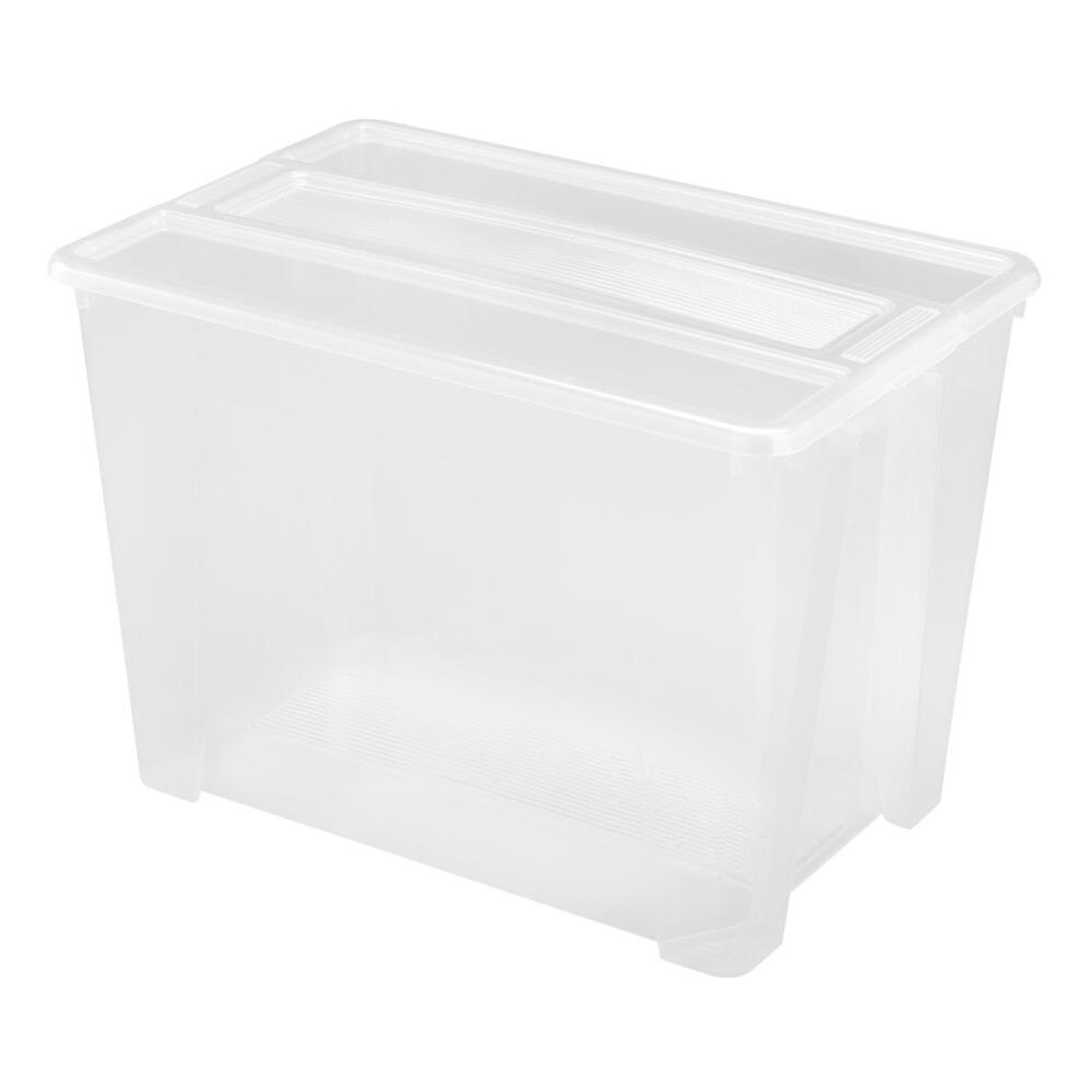 BURI Aufbewahrungsbox TEX Box 70L Aufbewahrungskiste Spielzeugkiste  transparent mit Deckel