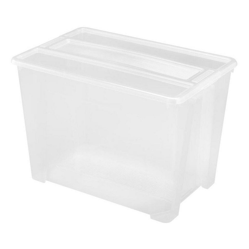 BURI Aufbewahrungsbox TEX Box 70L Aufbewahrungskiste Spielzeugkiste  transparent mit Deckel