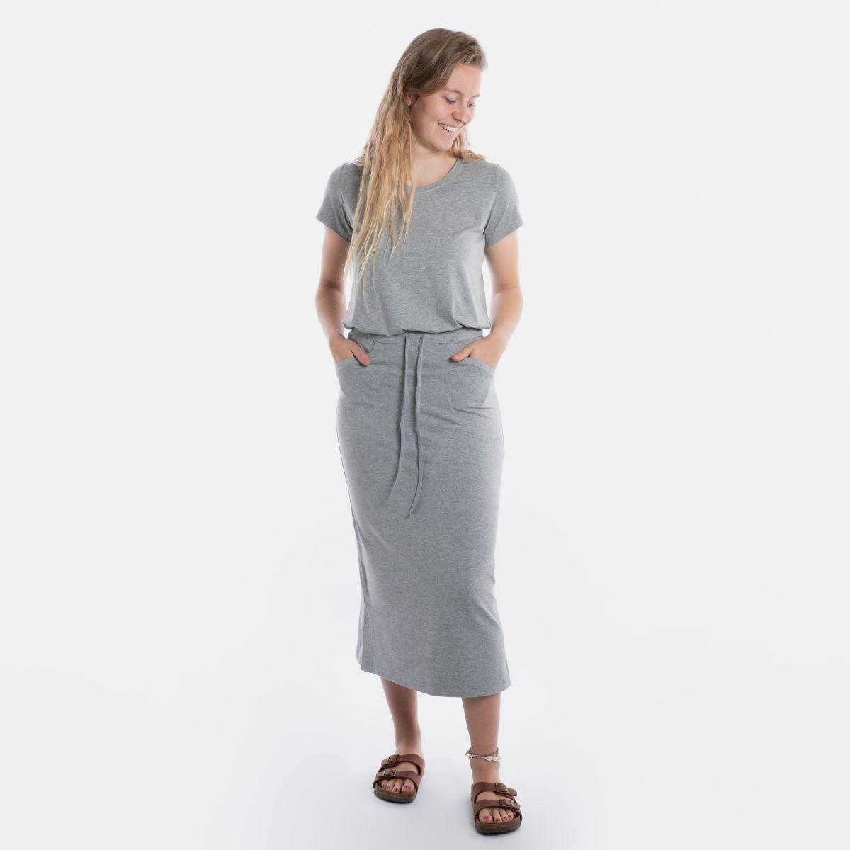 Knit Factory Strickrock Lily Rock Grau L (1-tlg)