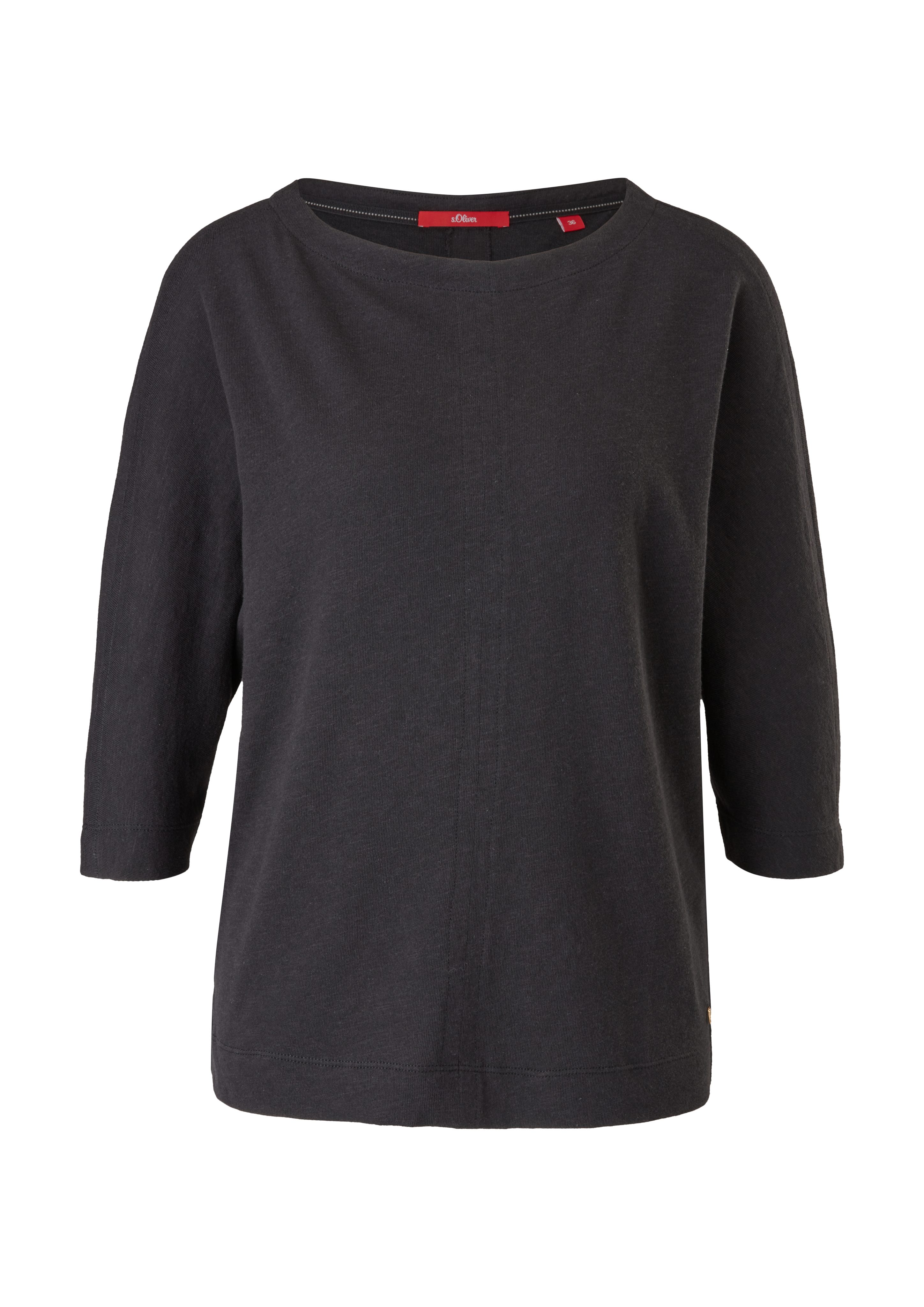 s.Oliver 3/4-Arm-Shirt T-Shirt mit black Fledermausärmeln