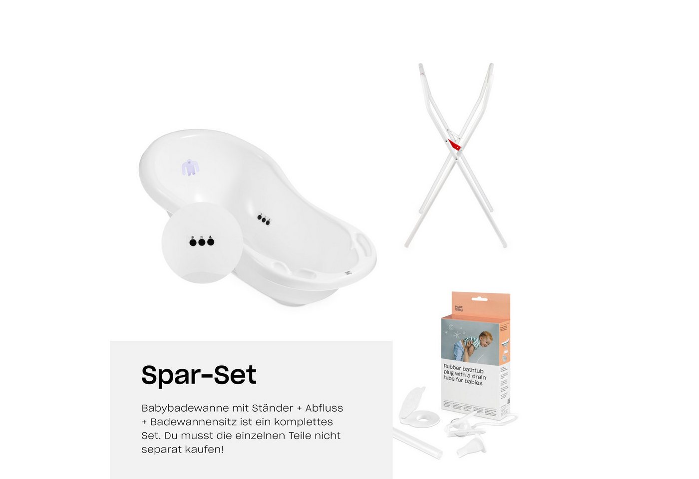 Thumbnail - Hylat Baby Babybadewanne Baby Badewanne Set mit Gestell - für Neugeborene und Babys, (3-tlg), Babywanne mit Ständer und ...