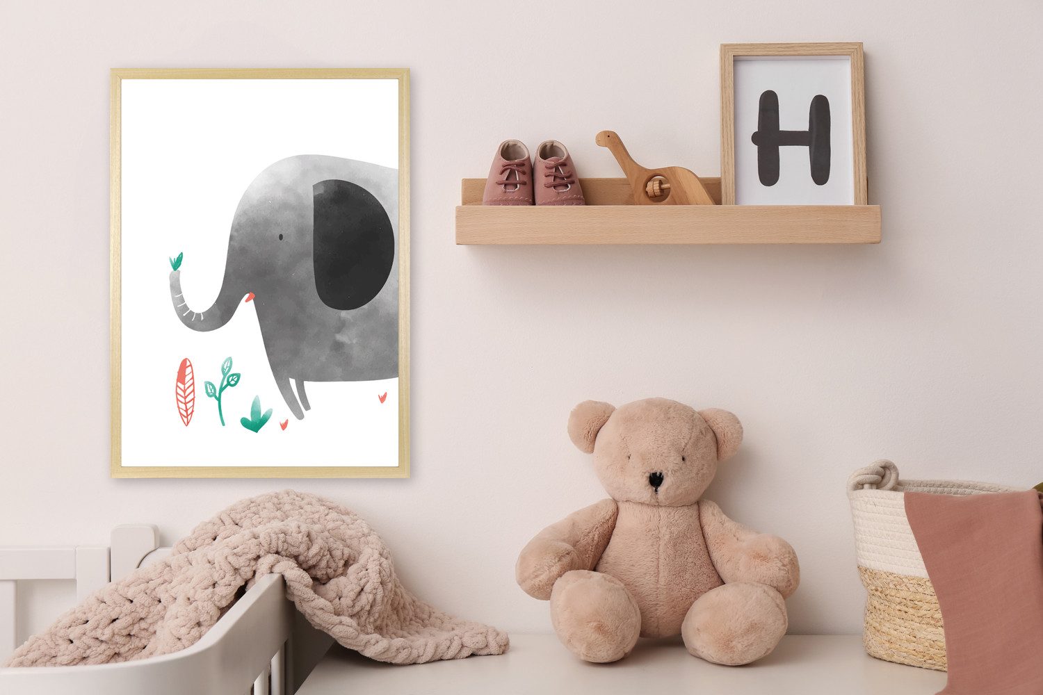 Bild mit Rahmen Grauer Elefant