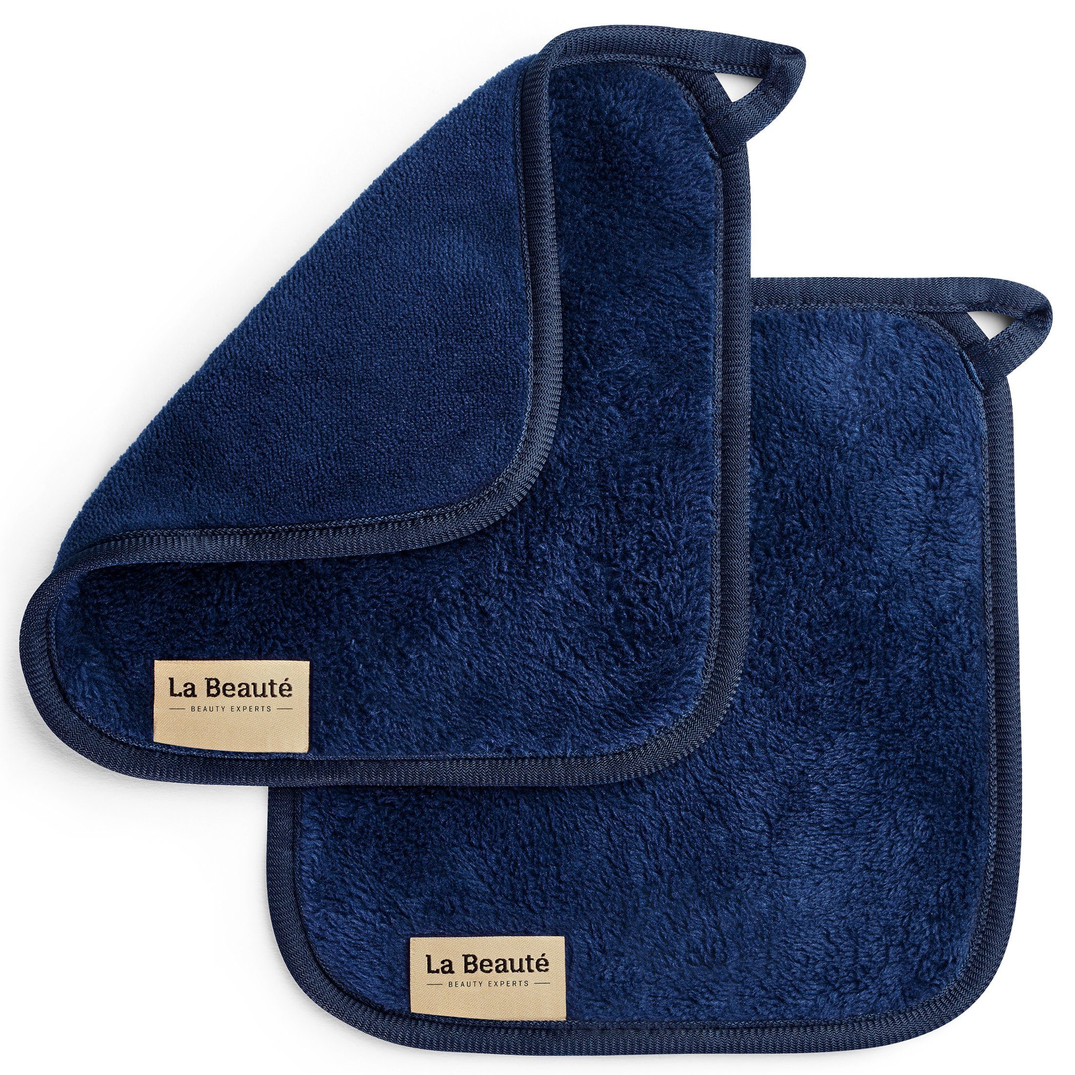 LaBeauté Gesichtsreinigungstücher Abschminktücher Mikrofaser 21x21 cm dunkelblau, 2-tlg., (2 Stück) waschbar und wiederverwendbar