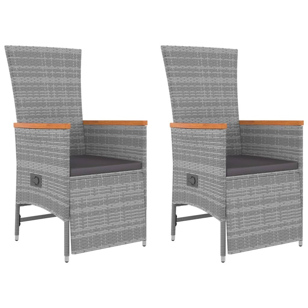 vidaXL Gartenlounge-Set 3-tlg. Garten-Lounge-Set Grau Poly Rattan & Massivholz, (3-tlg)