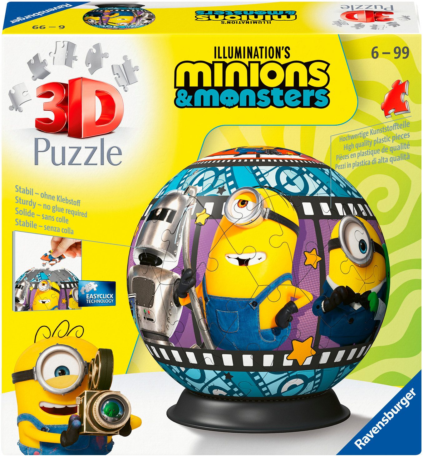 Ravensburger Puzzleball Minions 3, 72 Puzzleteile, Made in Europe