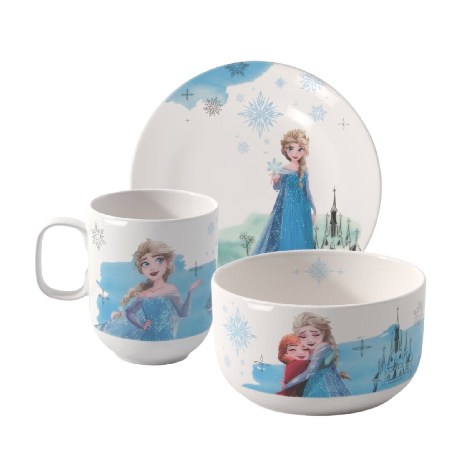Villeroy & Boch Kindergeschirr-Set Disney Frozen Kindergeschirr-Set 3er Set (3-tlg), 1 Personen, Porzellan