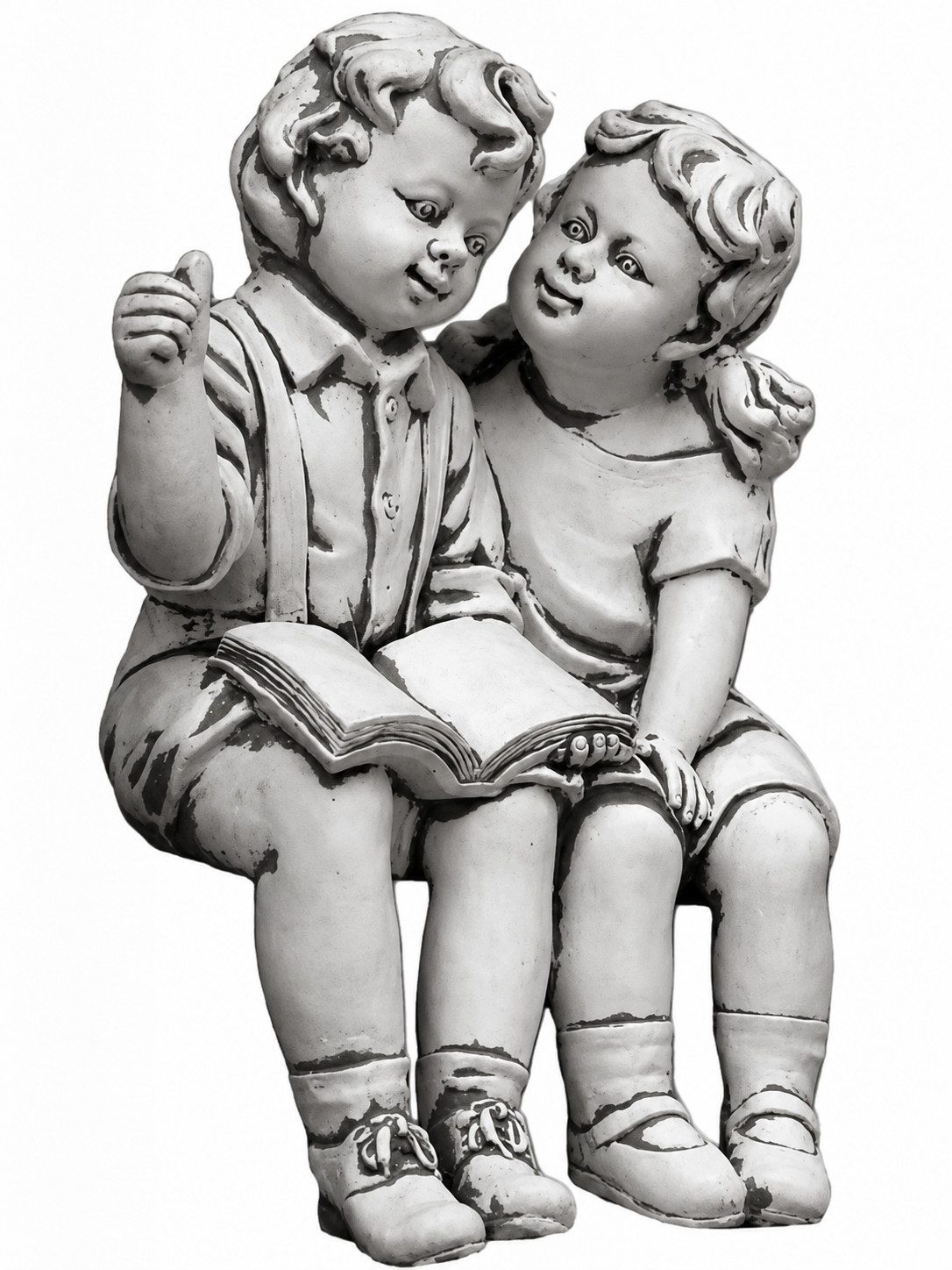 Xlmoebel Dekofigur Deko-Skulptur Kinder lesend wetterfest Garten Dekoration Stein Sofort (Einzelteil, 1 St), Hergestellt in Europa