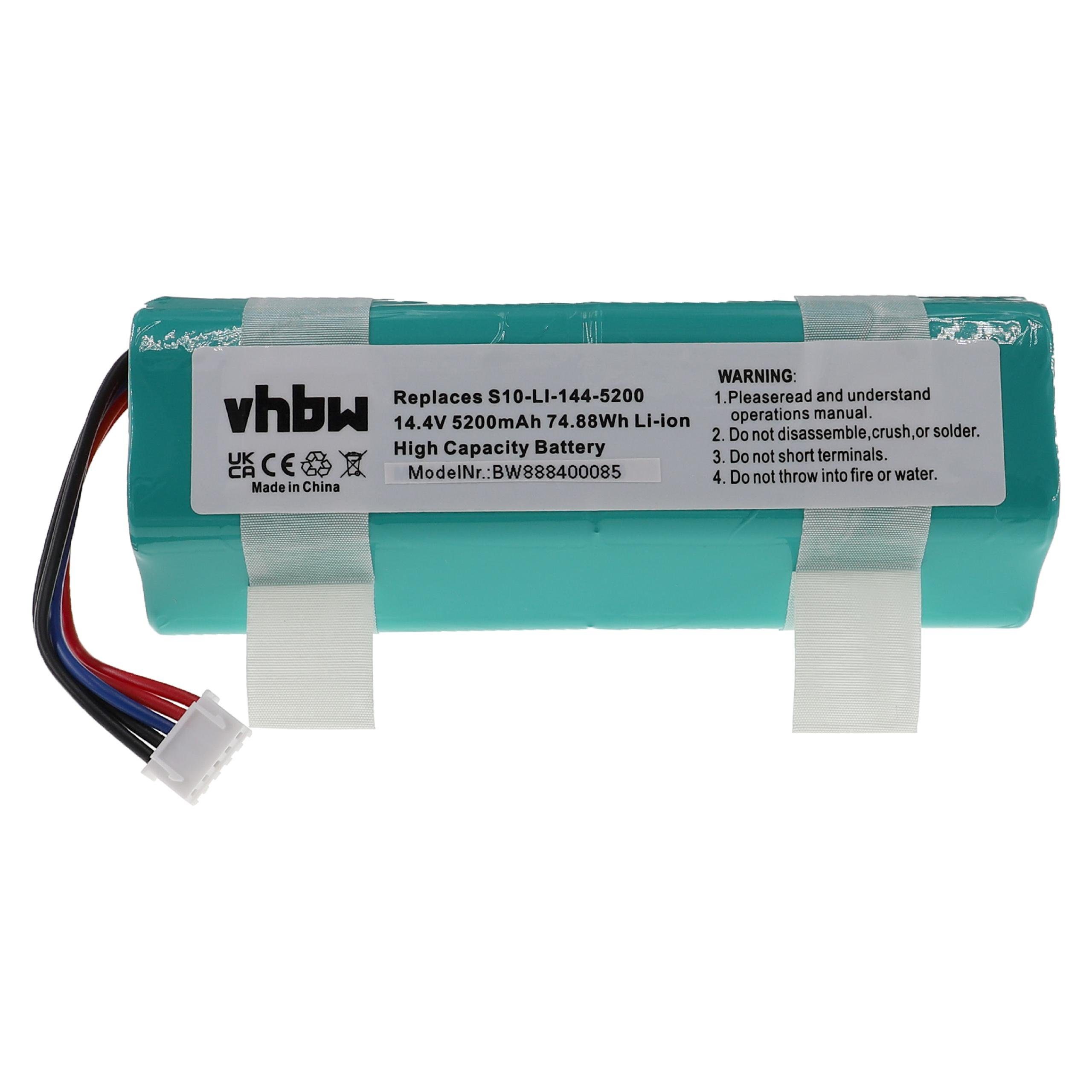 vhbw für (14,4 mAh 5200 S10-Li-144-6800 Ersatz Staubsauger-Akku V) für Ecovacs Li-Ion