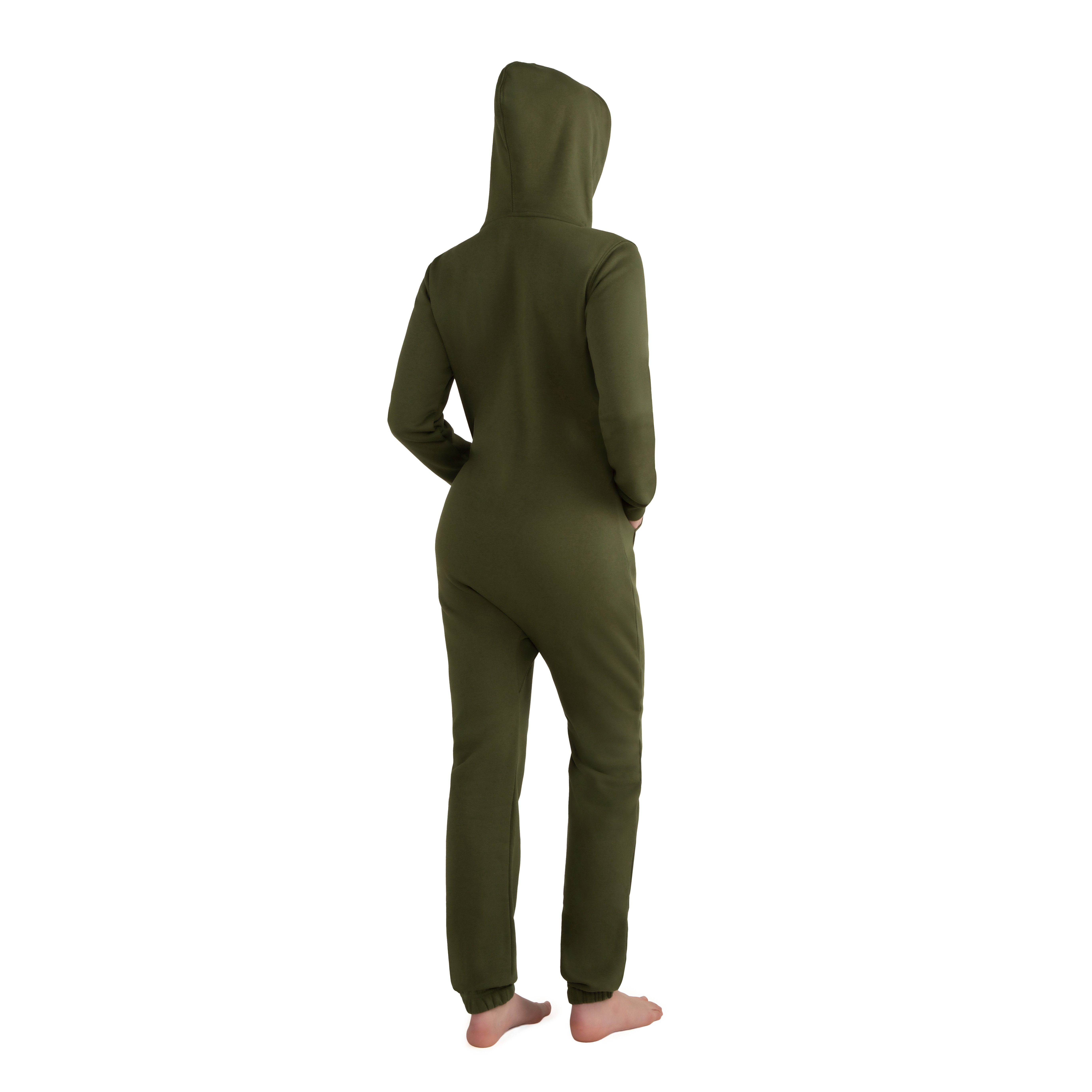 Basisstoff Jumpsuit Damen Jumpsuit Overall Onesie Einteiler Hausanzug Baumwolle – Bild 3 von 4