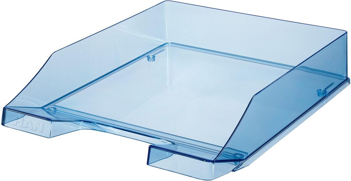 HAN-Bürogeräte Briefablage Briefablage A4 Polystyrol transparent-blau