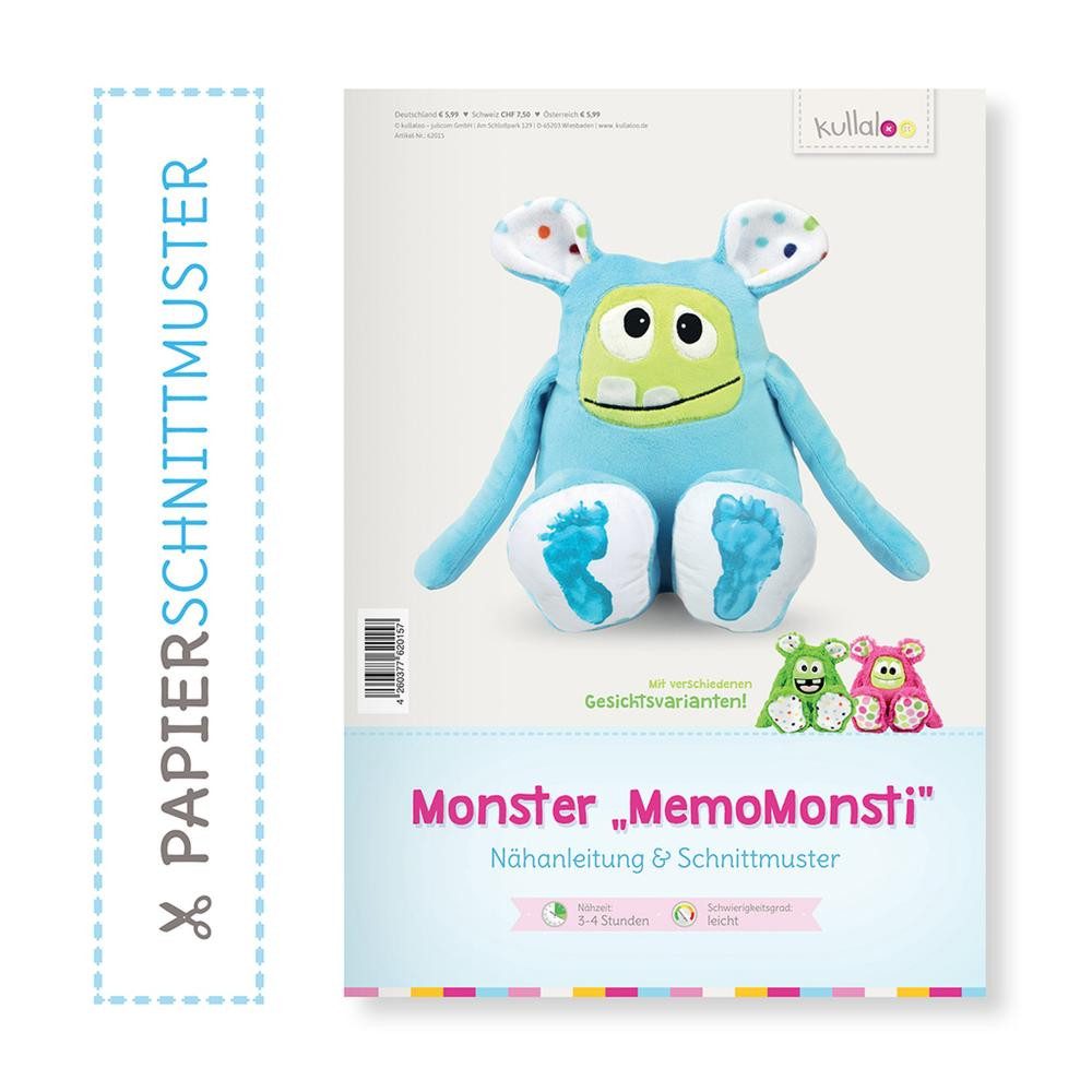 kullaloo Bücher-Adventskalender - Papierschnittmuster & Nähanleitung Kuscheltier Monster MEMOMONSTI