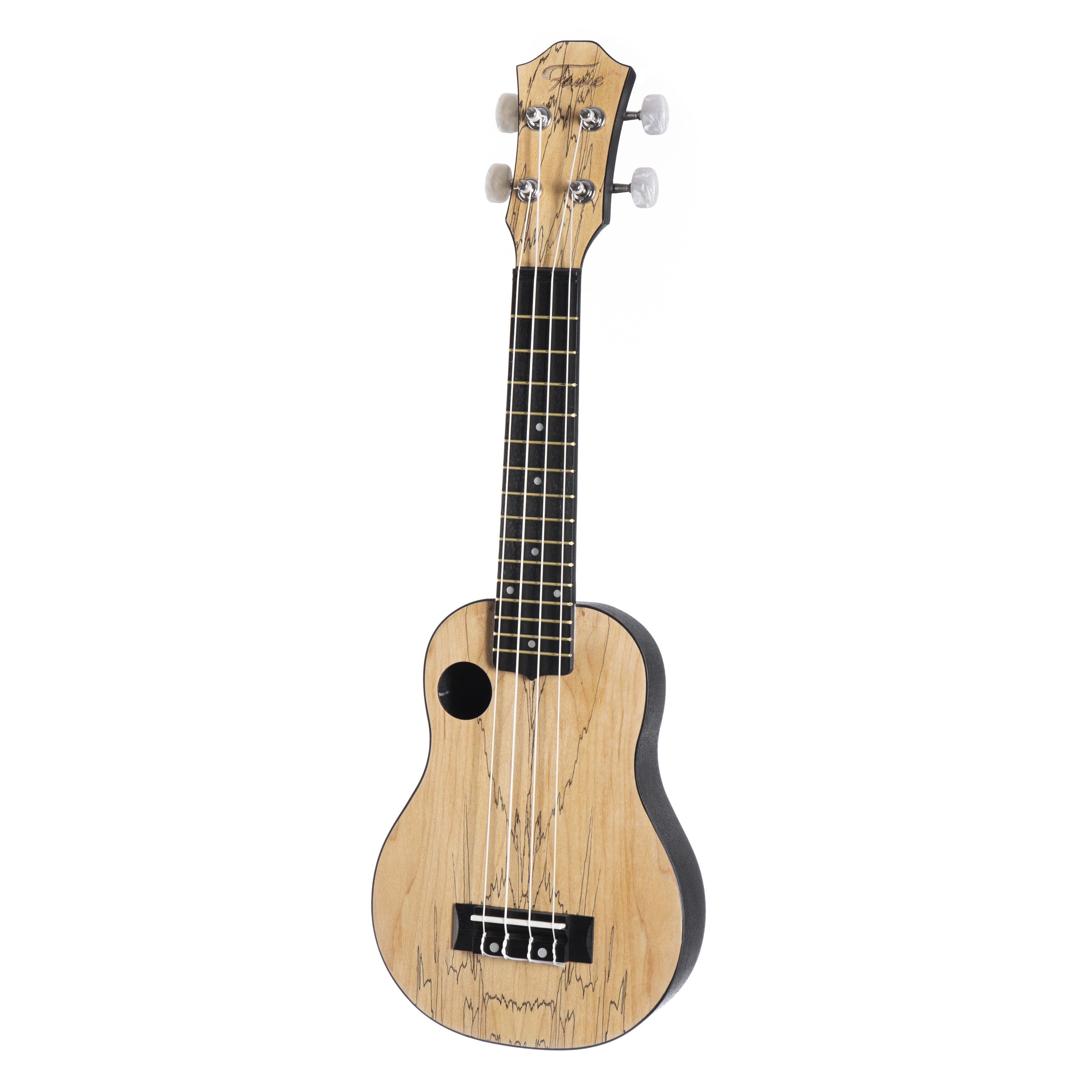 FAME Ukulele, Sopran Ukulele Roundbody Spalted Maple Kompakt Laminierte Spaltahorn-Decke ABS-Korpus, Ukulelen, Sopran Ukulelen, Sopran Ukulele, Spalted Maple, Roundbody