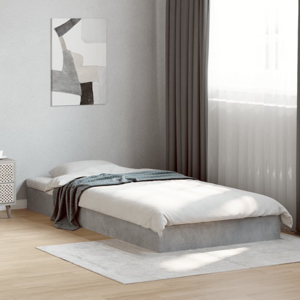 furnicato Bettgestell Bett Betongrau 193 x 78 x 17 cm mit Holzwerkstoff und Sperrholz (1-tlg)