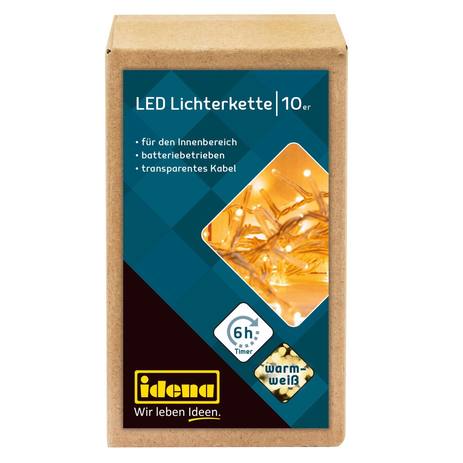 Idena LED-Lichterkette Idena 8582065 - LED Lichterkette mit 10 LEDs in Warmweiß, mit 6 Stunde – Bild 2 von 5