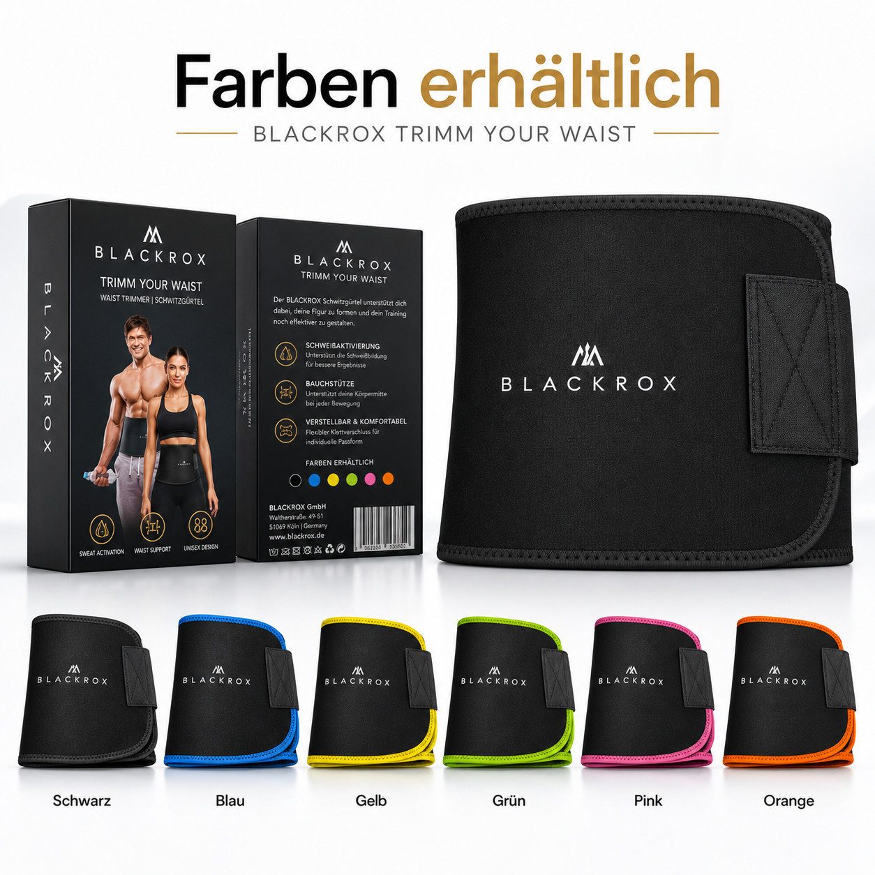 BLACKROX Taillengürtel [Vergleichssieger 2026] Schwitzgürtel zum abnhemen, Gr. S - XXL – Bild 2 von 5