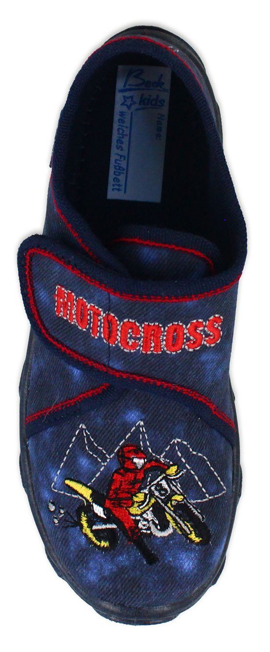 Beck Hausschuh Motocross Hausschuh (atmungsaktive Materialien, für Kindergarten, Schule, Zuhause) mittlere Weite, robuste langlebige Materialien, weiche Innenso – Bild 2 von 5