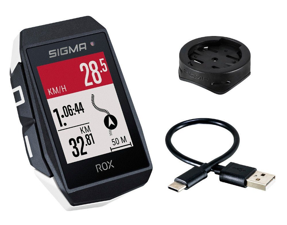 SIGMA SPORT Fahrradcomputer Rox 11.1 Evo GPS Bike Computer Navi Fahrradtacho Komoot weiss