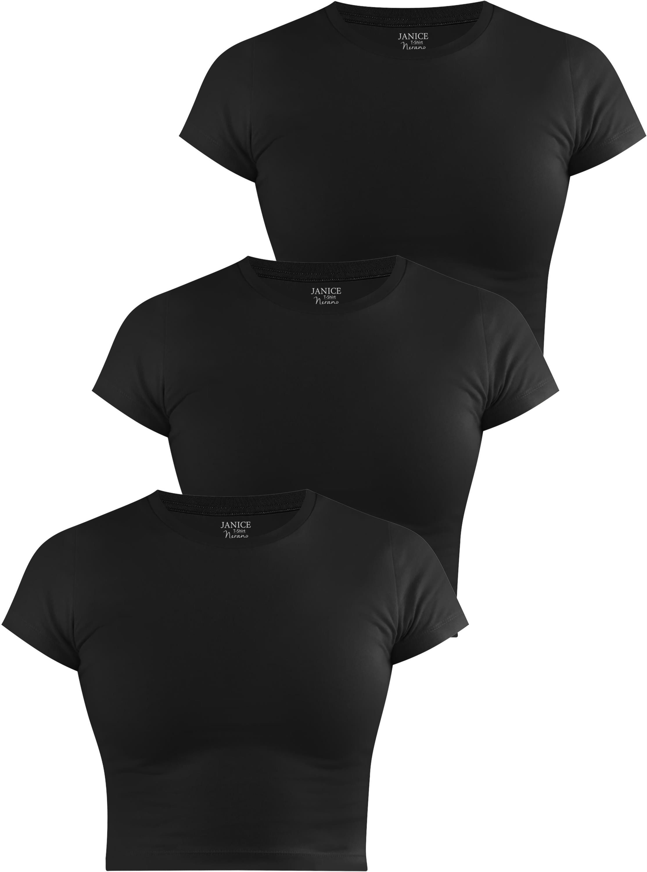 Janice Kurzarmshirt 3 x Damen crop günstig online kaufen
