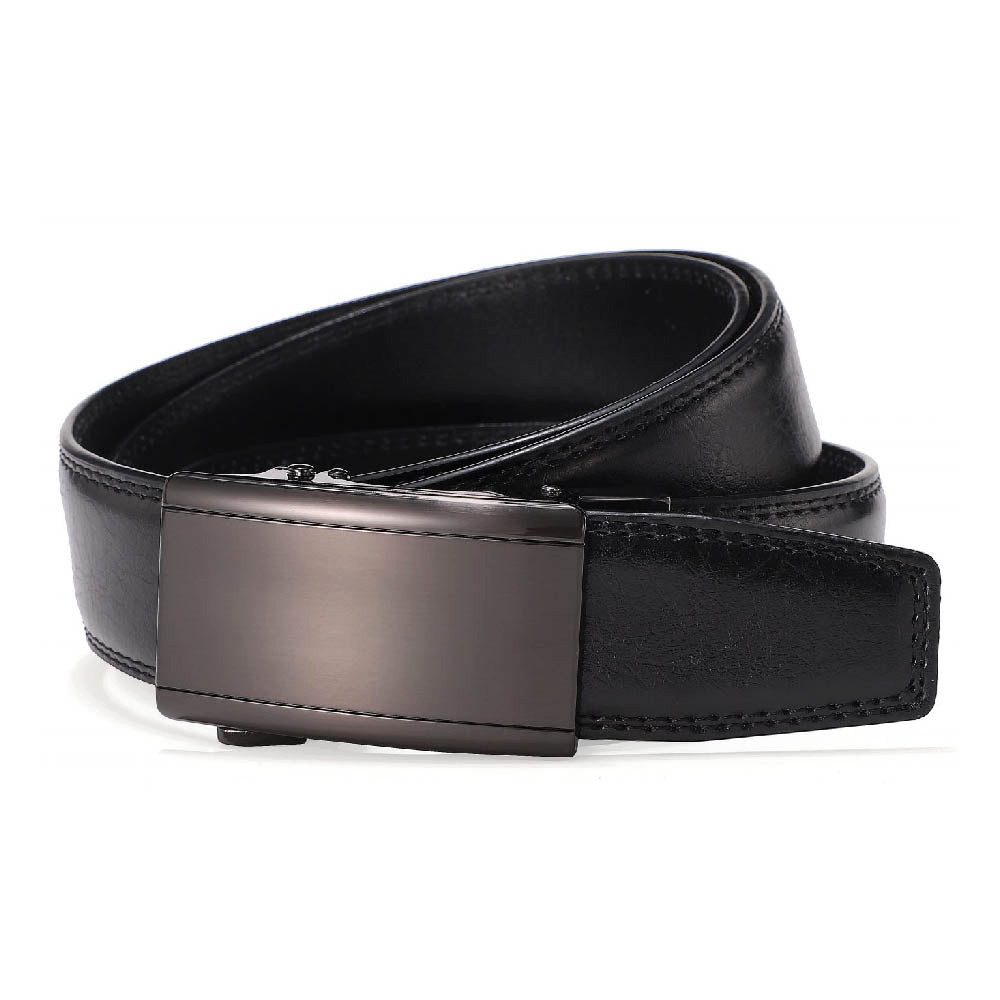 HMT Ledergürtel Gürtel mit Automatikschliesse Schwarz Gr. 120 cm