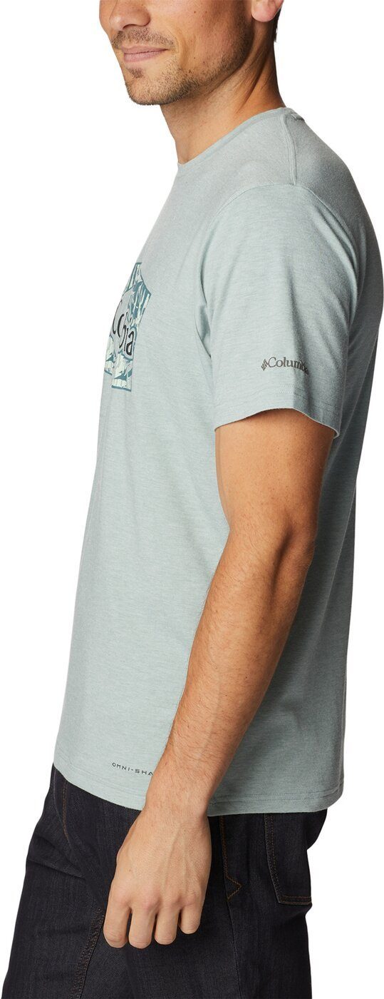 Columbia T-Shirt Men's Trek 351 Sleeve Palmed Sun Hex Hthr, Graphi Niagara Graphic Short