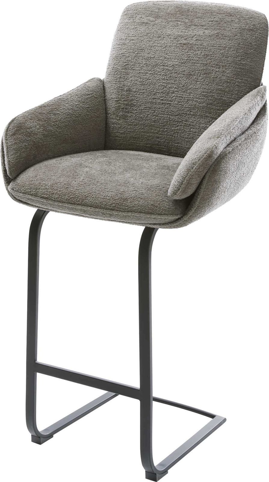 DELIFE Barhocker Luan-Flex, Freischwinger Flach Metall Schwarz Bouclé Soft Schlamm