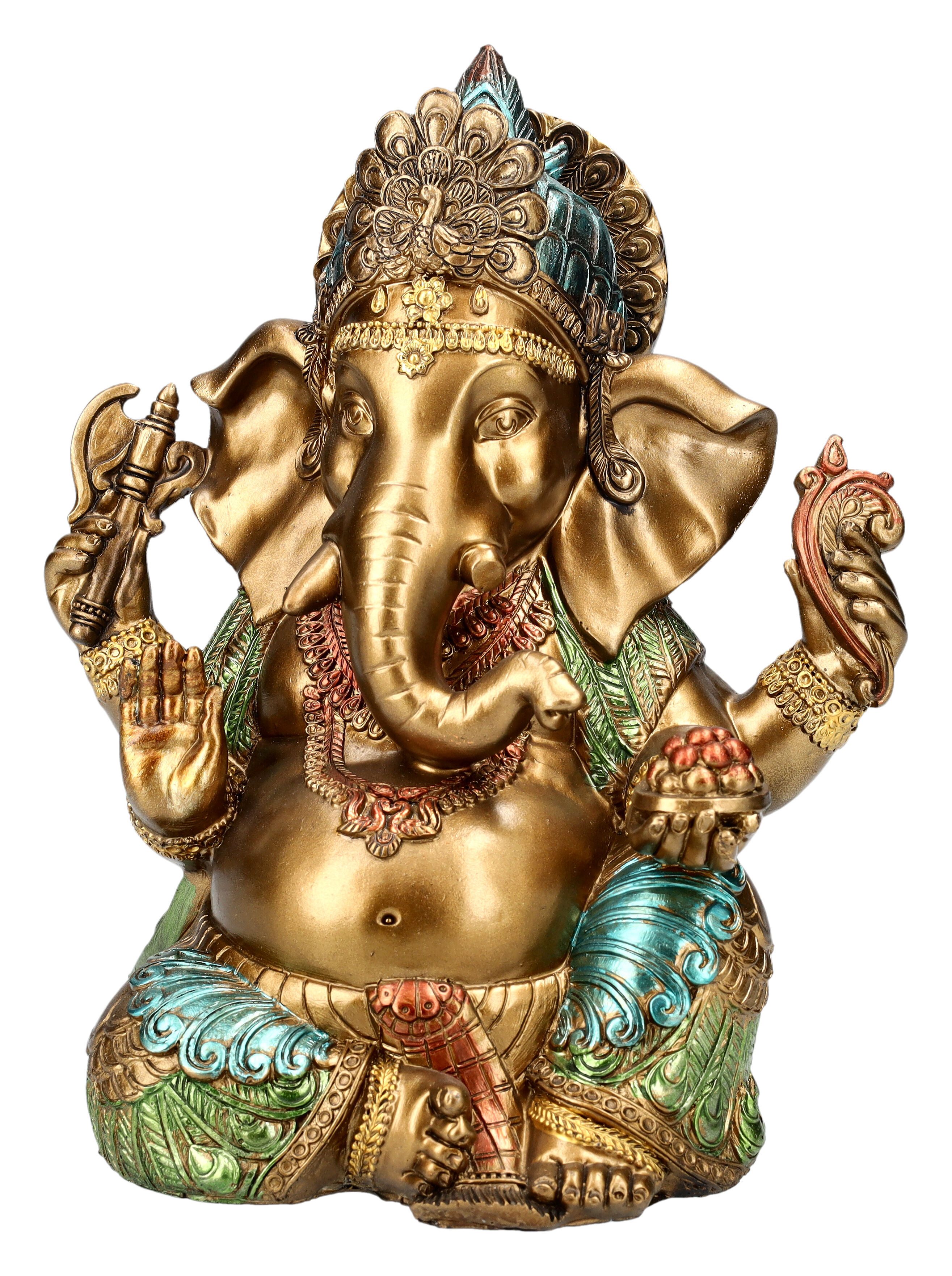 Figuren Shop GmbH Dekofigur Ganesha Figur mit vier Händen - Mythologie Deko günstig online kaufen