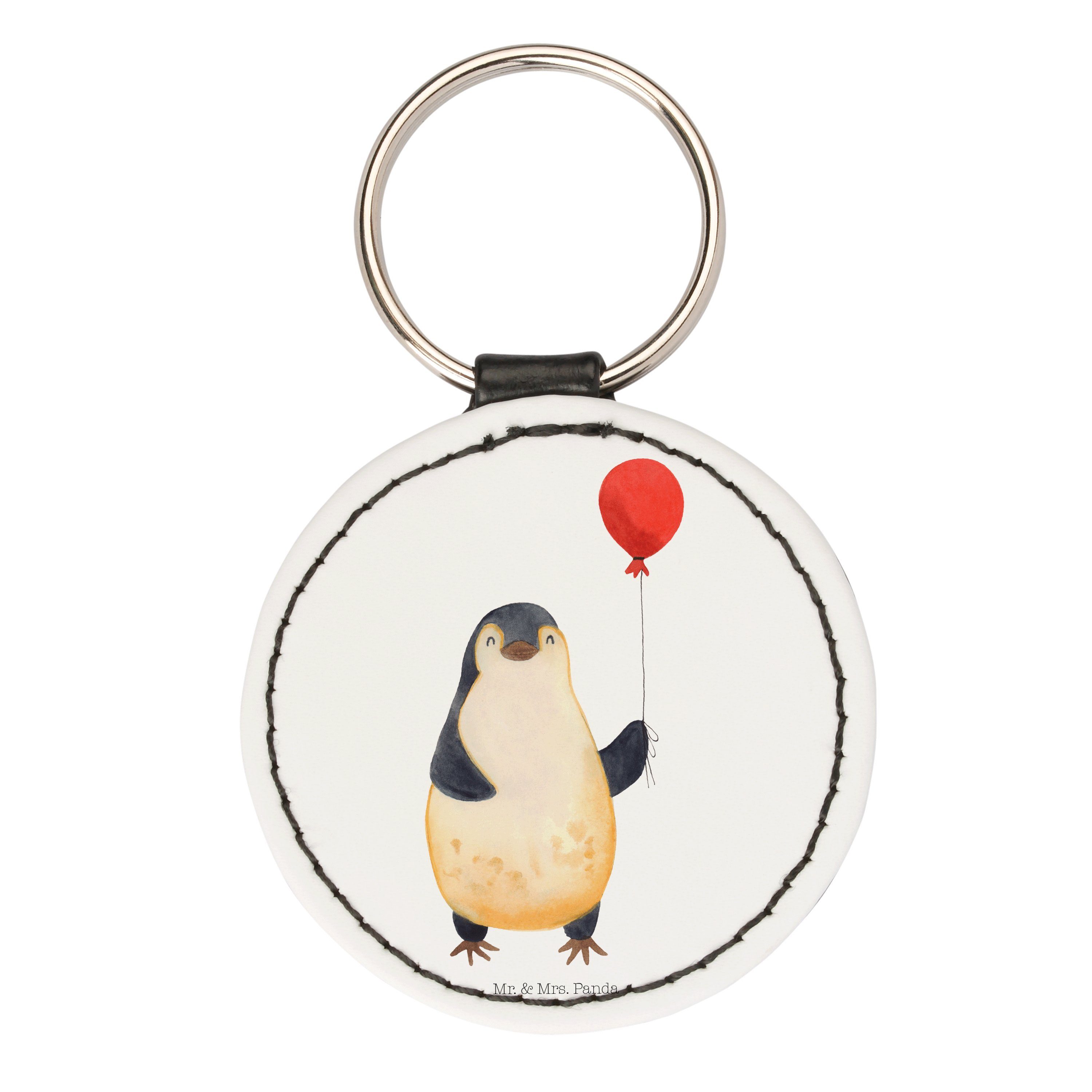 Mr. & Mrs. Panda Schlüsselanhänger Pinguin Luftballon - Weiß - Geschenk, Motivation, Anhänger, Kind, Tas (1-tlg)