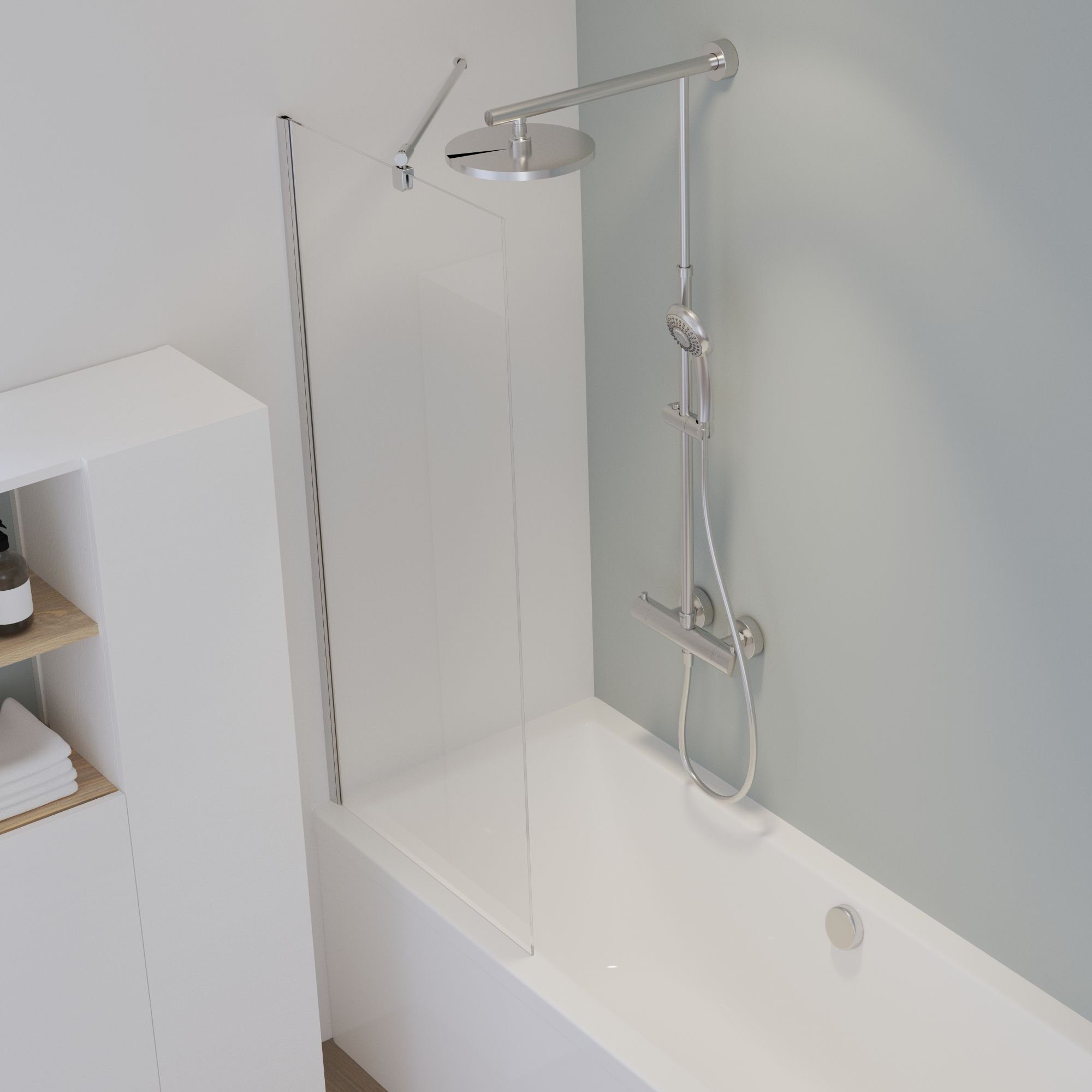 Schulte Badewannenaufsatz Komfort, 5 mm Sicherheitsglas mit fixil Glassiegel, (1 tlg), 70x140 cm, feststehend, Klar, Alu-Natur