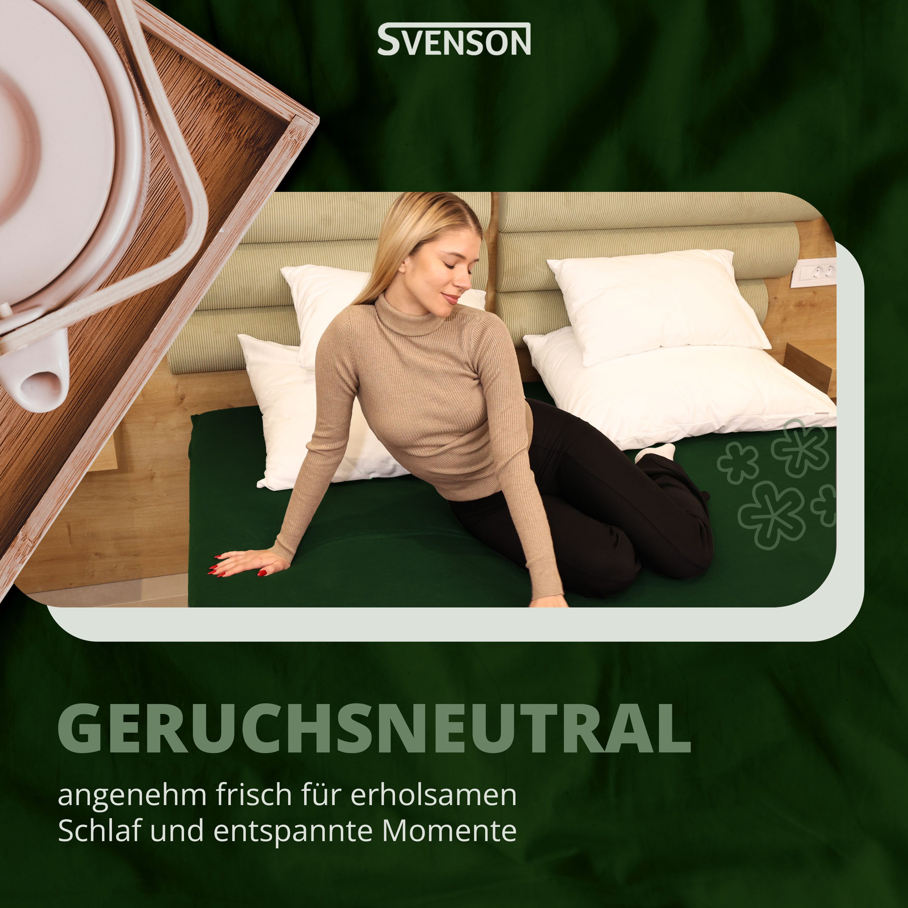 Svenson Spannbettlaken Svenson Jersey Spannbettlaken, 100% Baumwolle, Gummizug: rundum, (1 Stück), grün – Bild 5 von 5
