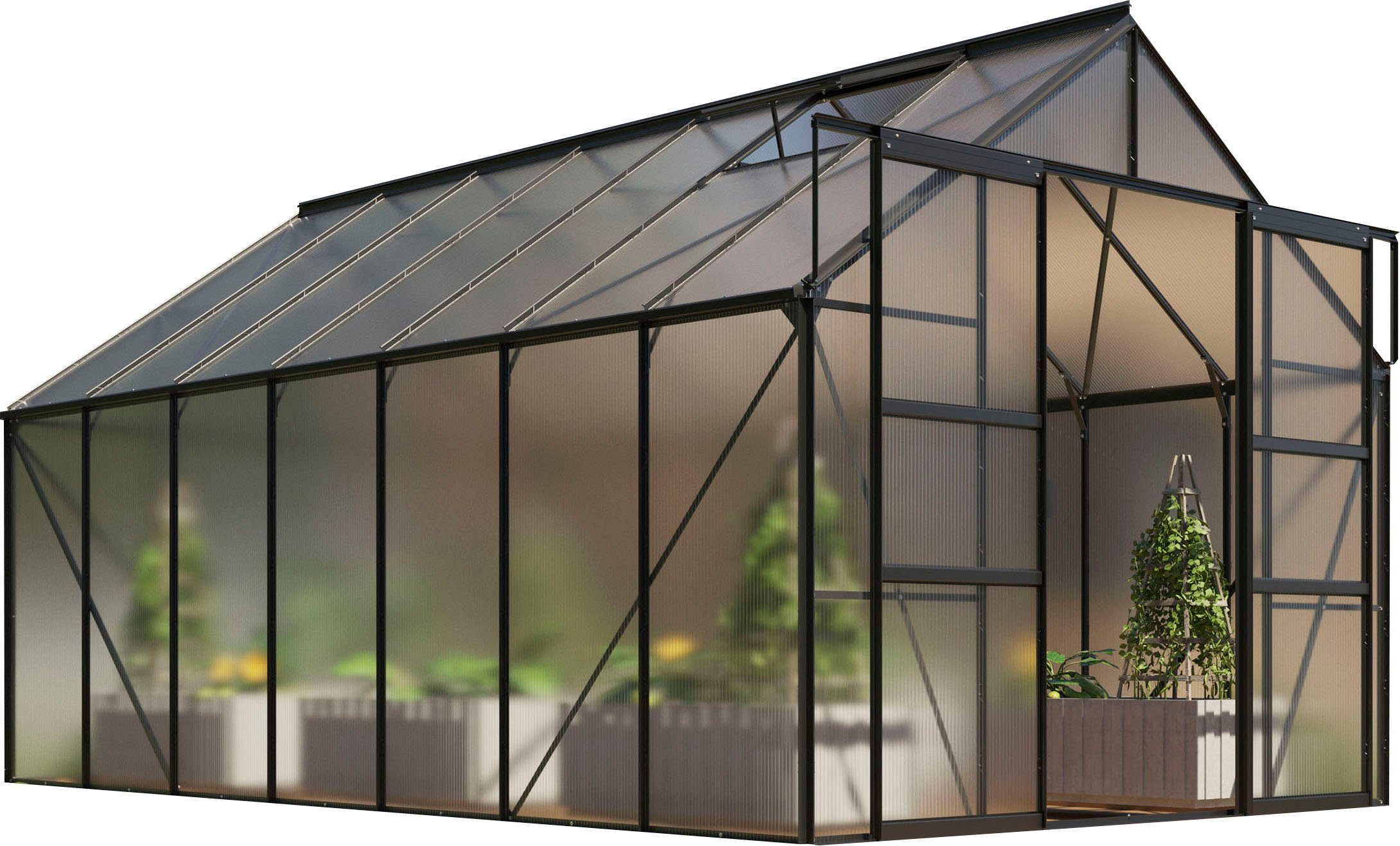 Vitavia Gewächshaus Mars 11500, BxTxH: 257 x 445 x 231,8 cm, 4 mm Wandstärke, Alu-Profile, 4 mm Hohlkammerplatten