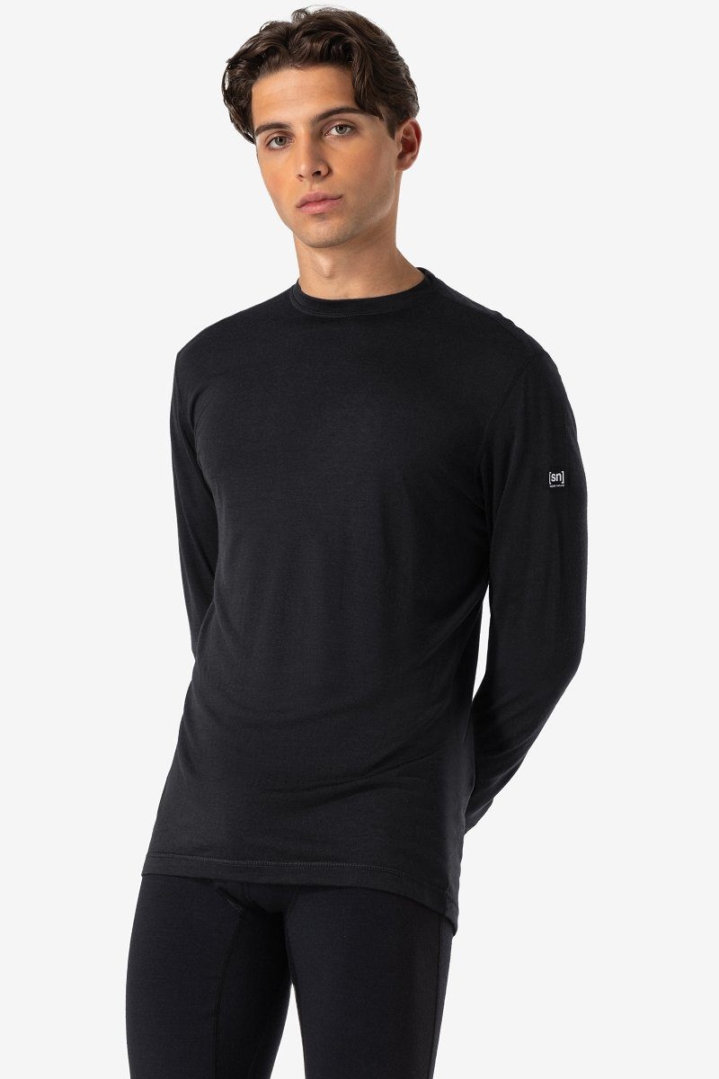 Longsleeve Merino Jet Black Merino-Materialmix Langarmshirt TUNDRA175 SUPER.NATURAL funktioneller M LS