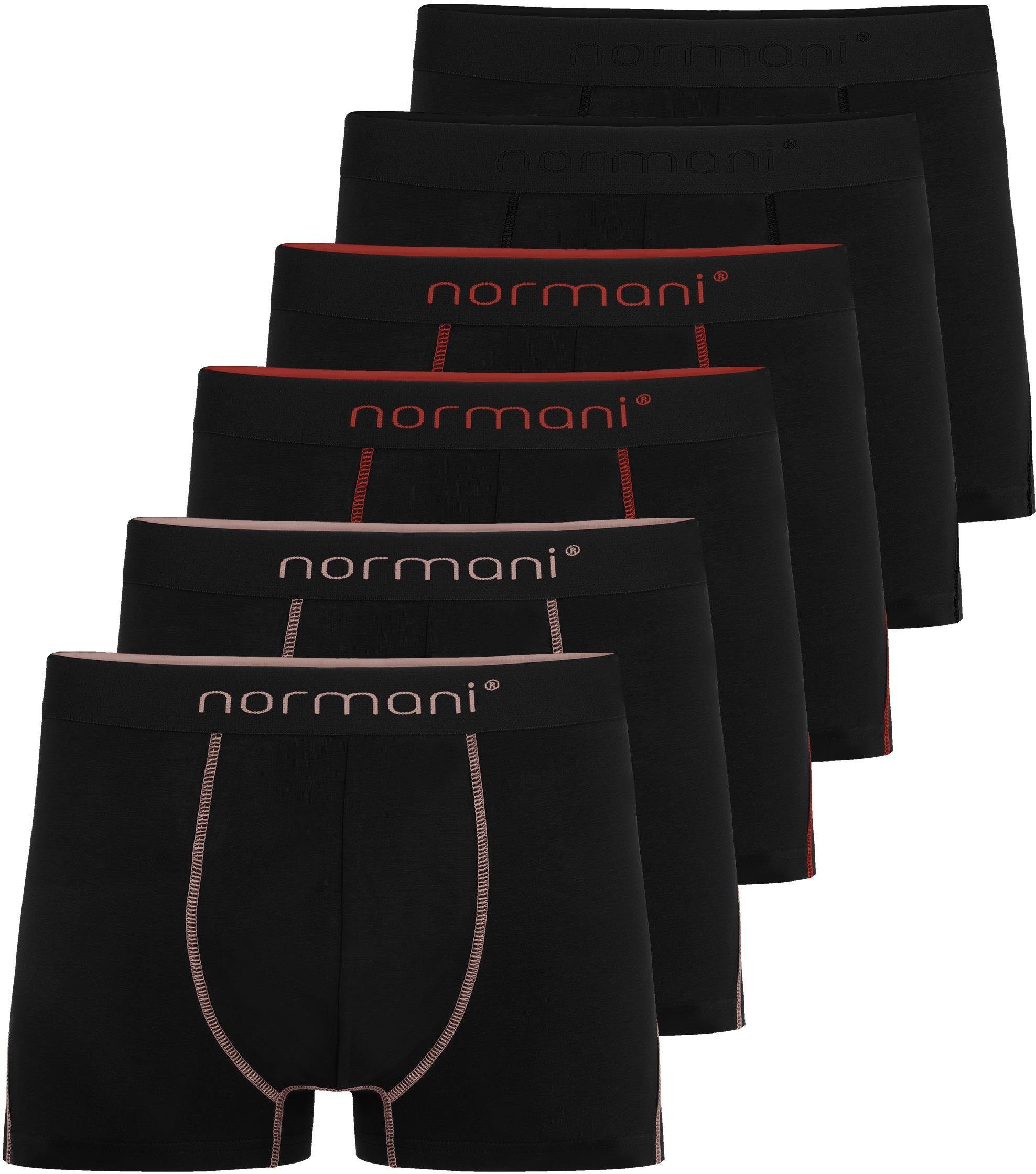 preisgesenkt normani Boxershorts 6x Herren Baumwoll-Boxershorts Schwarz/Rot/Lachs aus atmungsaktiver Männer Unterhose für Baumwolle
