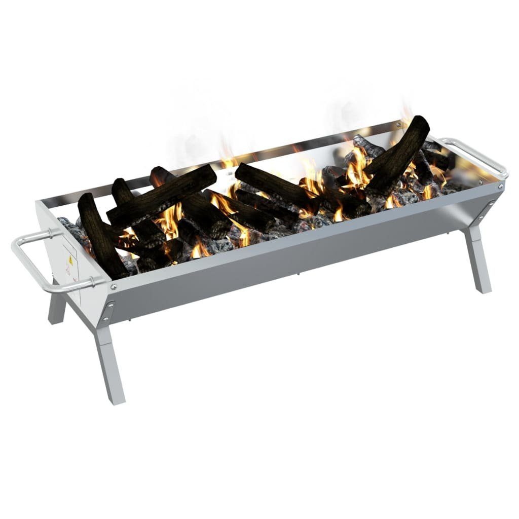 vidaXL Grillkamin Grill Silbern 118x42x30,5 cm Edelstahl
