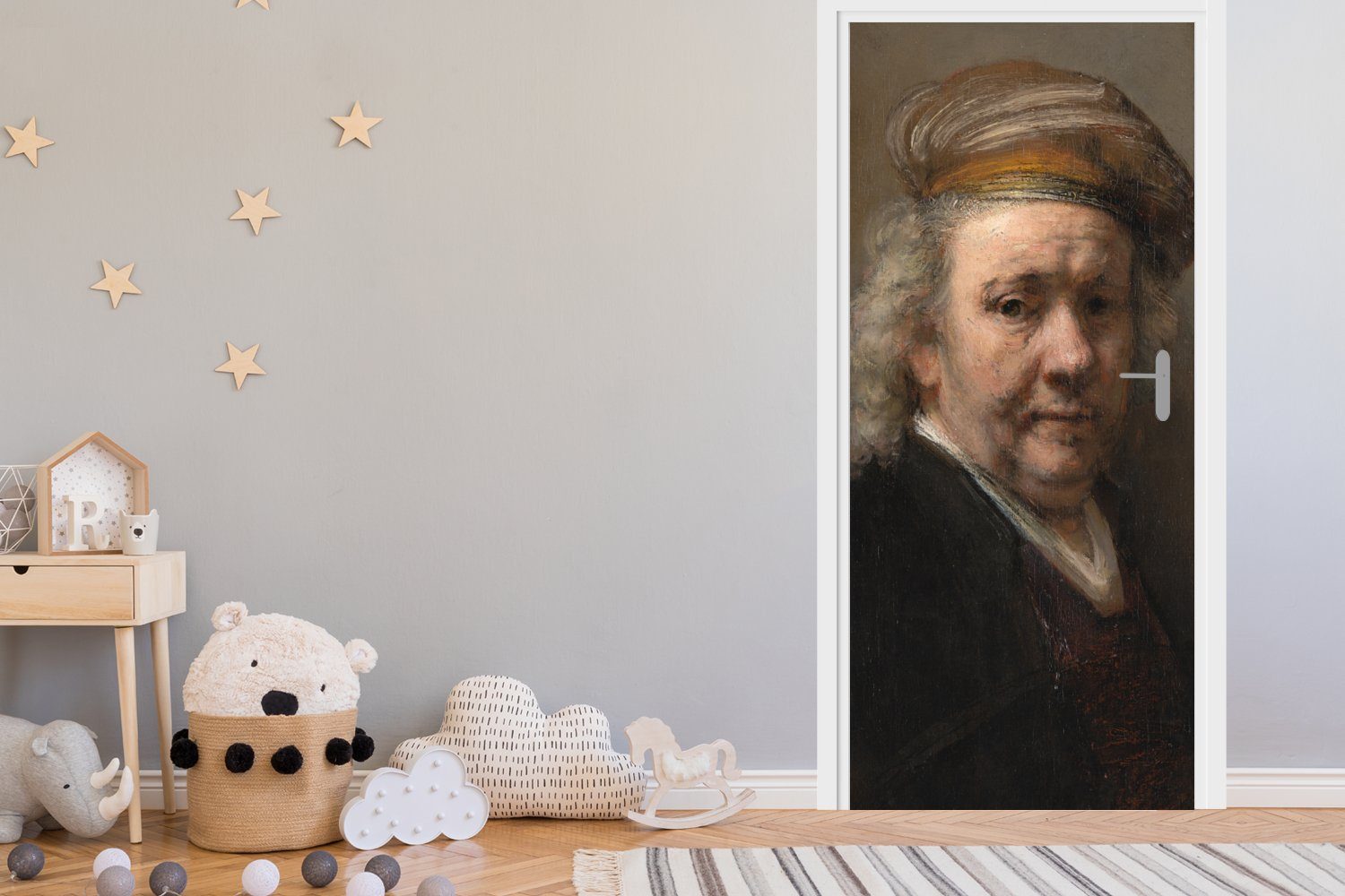 MuchoWow Türtapete 75x205 Türaufkleber, bedruckt, für Selbstbildnis (1 Matt, von Tür, van Rijn, - St), Rembrandt Fototapete Gemälde cm