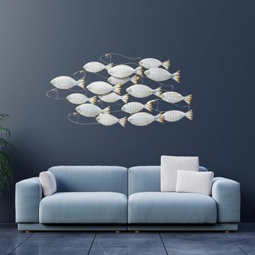 MF Wanddekoobjekt Wandobjekt Pesce 2 - Maritimer Fischschwarm aus lackiertem Eisen
